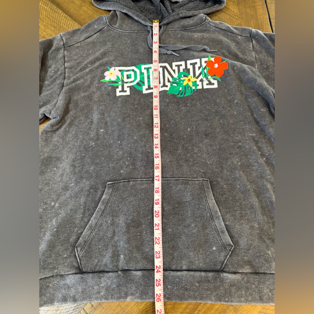 PINK Victoria's Secret Hawaii Charcoal Acid Wash Campus Hoodie Size Medium - Picture 5 of 10